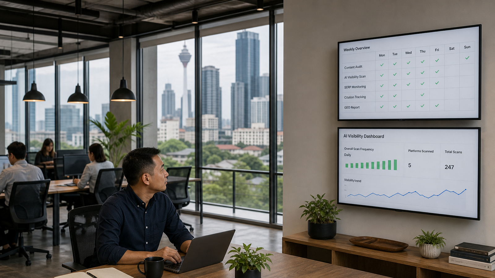 How often should AI visibility scans run for a Malaysian SME?
