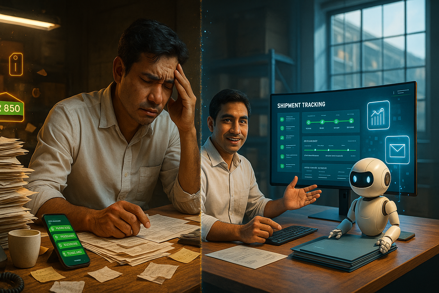 Freight forwarder operations manager in Malaysia switching from manual WhatsApp tracking to an AI automated shipment dashboar