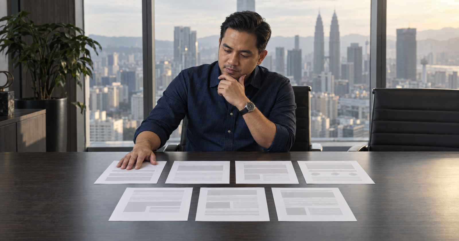 Shortlist of the top AI agencies in Malaysia laid out on a Kuala Lumpur boardroom table